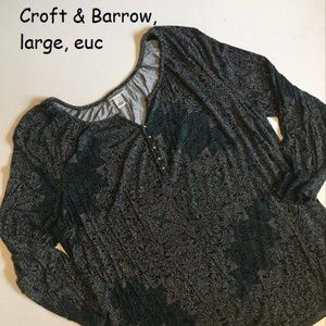 Croft & Barrow peasant top, large, teal